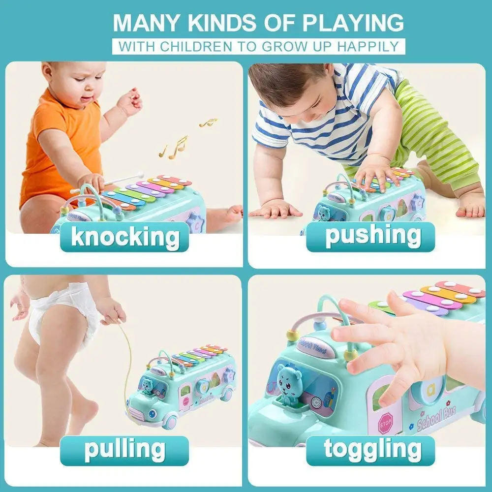 Multifuctional Bus Xylophone Toy Car Match Game Bus With Block Piano Musical Instruments Dragging Educational Vehicle for Kids Multifuctional Bus Xylophone Toy Car Match Game Bus With Block Piano Musical Instruments Dragging Educational Vehicle for Kids