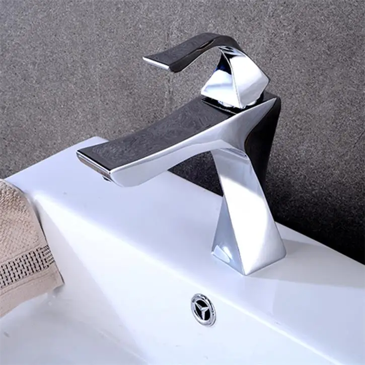 Современный дизайн латунный хромированный кран с одной ручкой для раковины ванной комнаты кран для раковины холодной и горячей воды AT6676 - Цвет: Chrome