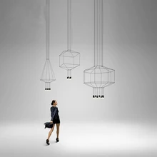 Постсовременная светодиодная Геометрическая линия Подвесная лампа для гостиной, ресторана, внутреннего декора, Подвесная лампа для кухни