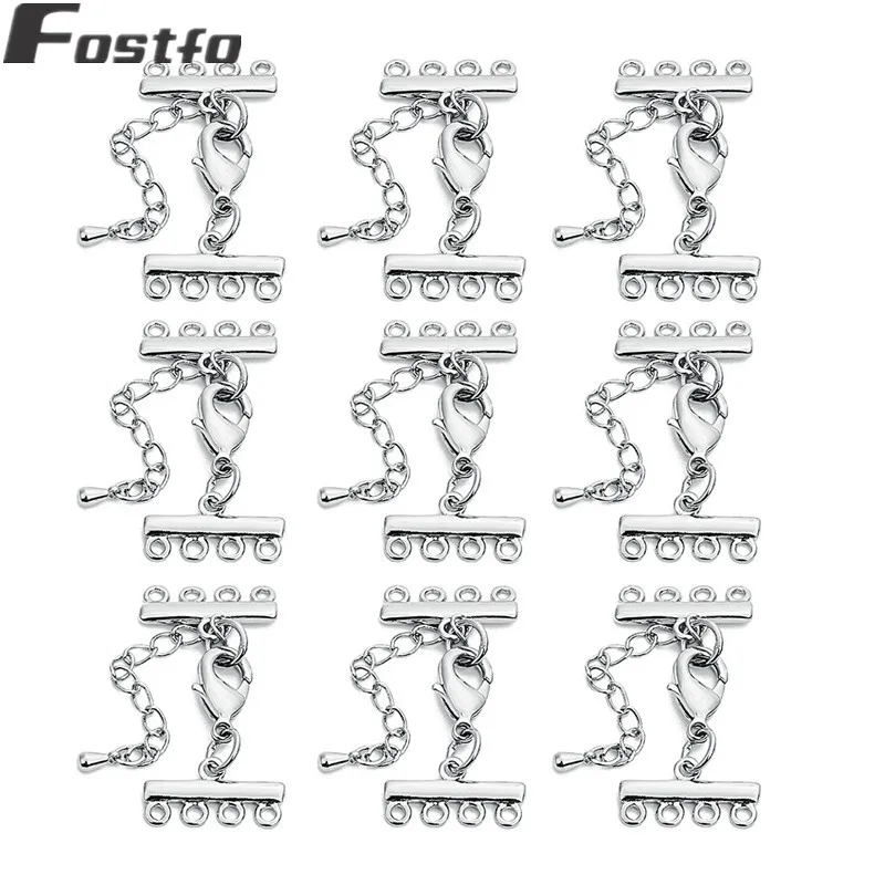 Fostfo 2 компл./лот 1/2/3/4/5/6/8/9/10 рядов конец застежки карабины для Браслеты Цепочки и ожерелья разъемов "сделай сам" для изготовления ювелирных изделий