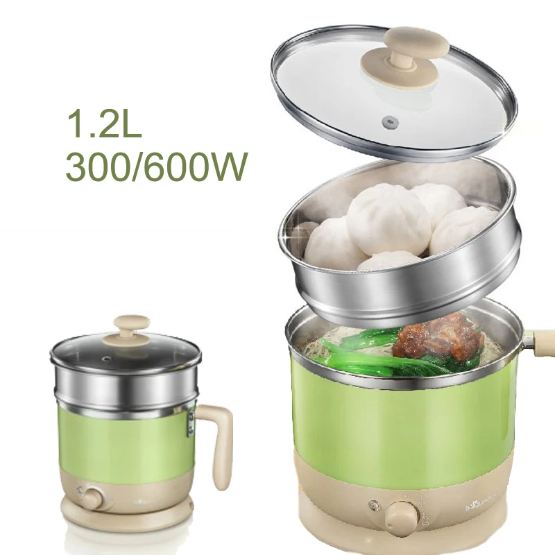 

15%JA32 Mini Portable Electric Rice Cooker Stainless Steel Lunchbox 2 Layers Steamer Multi Cookers for Students Steam Stew 1.2L