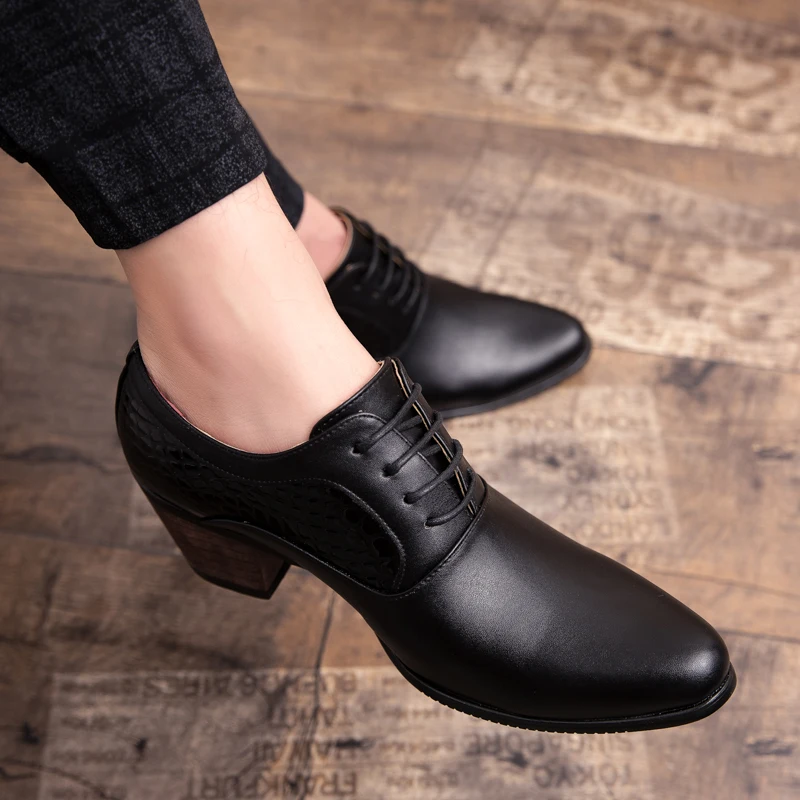 

Pointed Toe Mens Dress Shoes lace up outdoor fashion Leather Luxury Wedding Shoes Men Flats Office wedding party Formal Shoes l5