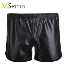 Купальник для мужчин, плавки, купальники, Искусственные кожаные боксёры, спортивные боксеры для плавания, пляжная одежда, Короткие штаны с задним карманом