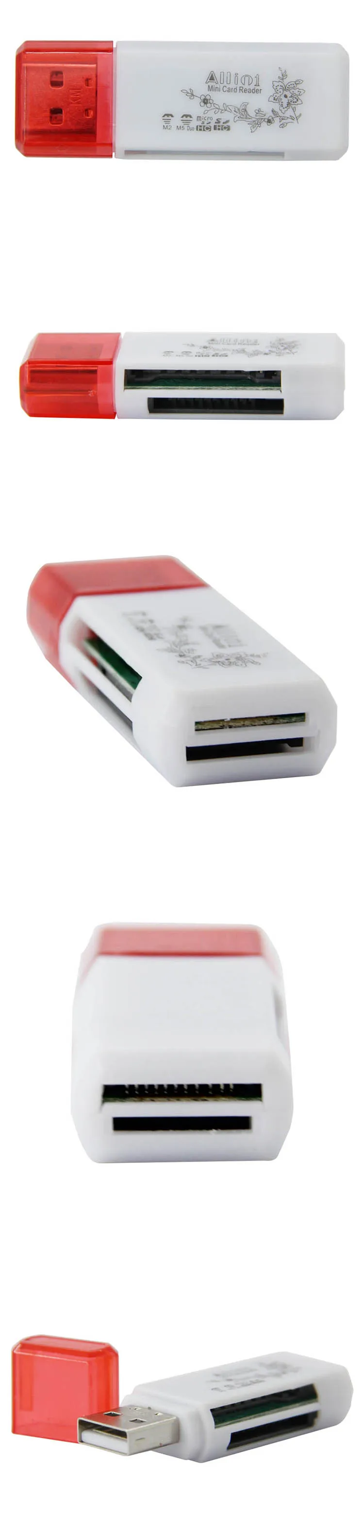 Высокая совместимость опт/розница USB 2,0 все в одном многокардридер для MicroSD TF/MS/M2/SD/SDHC SDXC Memory Stick