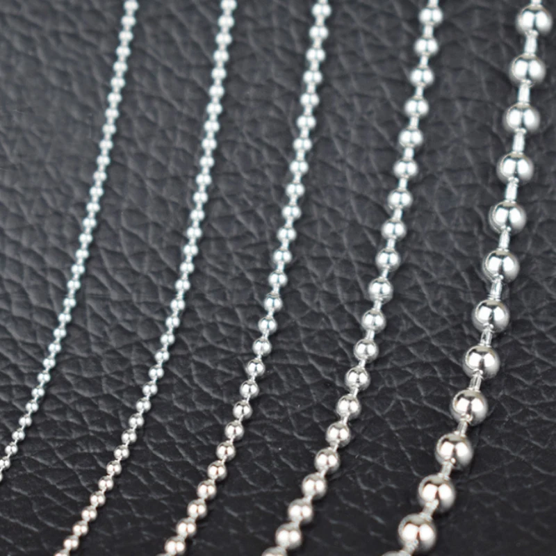 Real 925 Sterling Silver Round Bead Ball Chain Necklace for Women Men Girls Boys Fashion Party Costume Jewelry Festive Hot Gift Fashion Jewelry