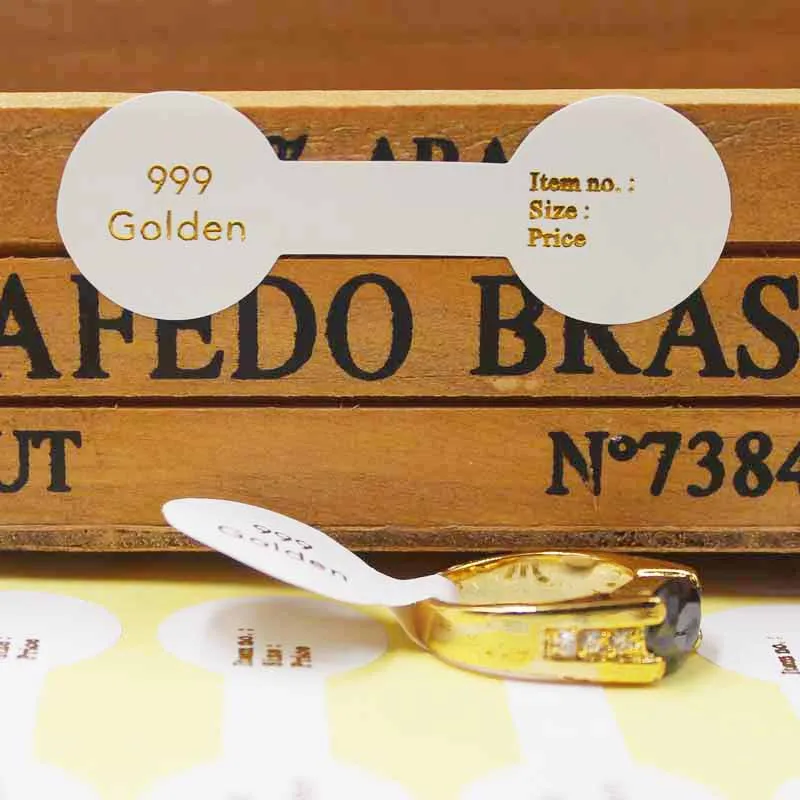

200PCS 999 gold foil ring labels DIy handmade 14k/18k gold foil folded ring labels Vintage kraft Thank you ring labels 2*5.8cm