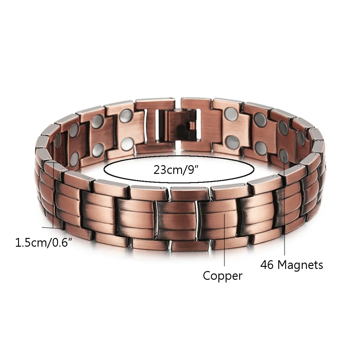 46 магнитов Чистый медный браслет энергетический германиевый магнитный браслет медь винтажная голограмма цепь звено браслеты мужские
