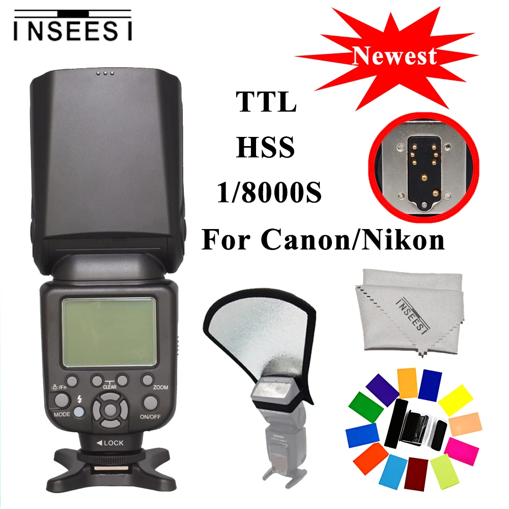 

INSEESI IN586EX II Flash Speedlite For Canon 650D Nikon D3000 D3200 D3300 D90 D300 TTL HSS 1/8000S DSLR Camera Speedlite
