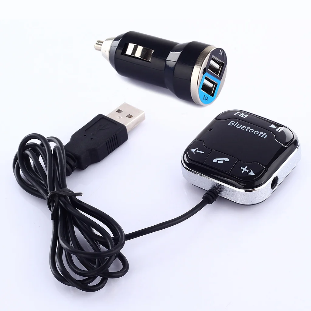 

Universal FM Transmitter Bluetooth MP3 Player A2DP Car Kit Hands-free Calling With Dual USB Port Car Charger And 3.5mm Audio AUX