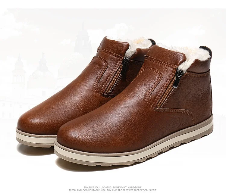 2018 new Genuine Leather Men Boots Winter Man Casual Shoes with Fur Warm Fashion Ankle Boot Men's Snow Shoe Work Vintage Male (15)