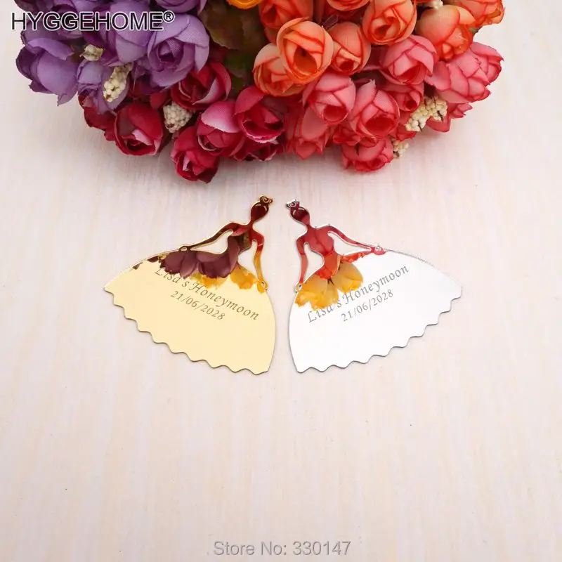 

20pieces/lot Mirrored Bride Customized Lovers Name Date Private Custom Wedding Gift Personalized Party Decoration Accessories