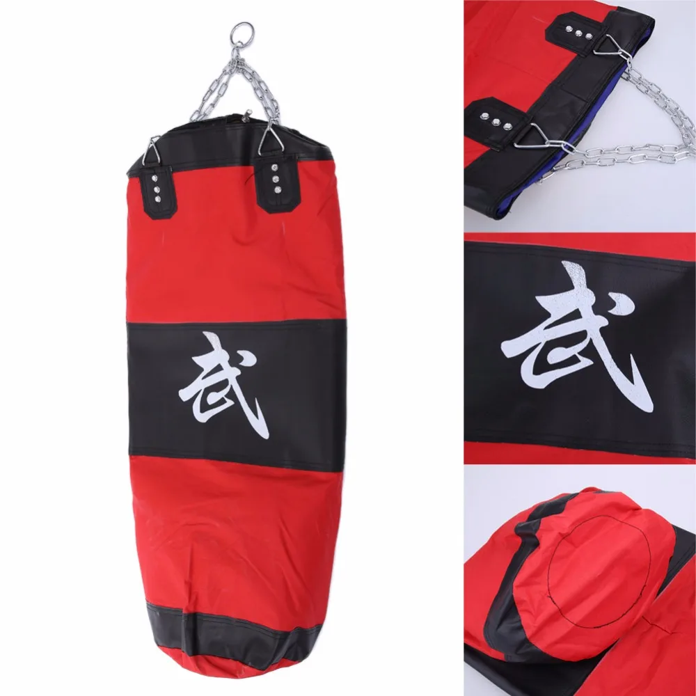 120cm Training Fitness MMA Boxing Punching Sandbag Indoor Pressure Relief with Muay Thai Boxing Gloves Hook Chain four Accessory