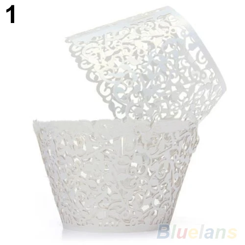 Hot Sale 12X Wedding Birthday Baby Shower Filigree Vine Decor Cupcake Cases 7JQI