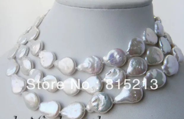 

N1683 Nature 43'' 13.5mm White Baroque Coin Freshwater Pearl Necklace 28% Discount NEW