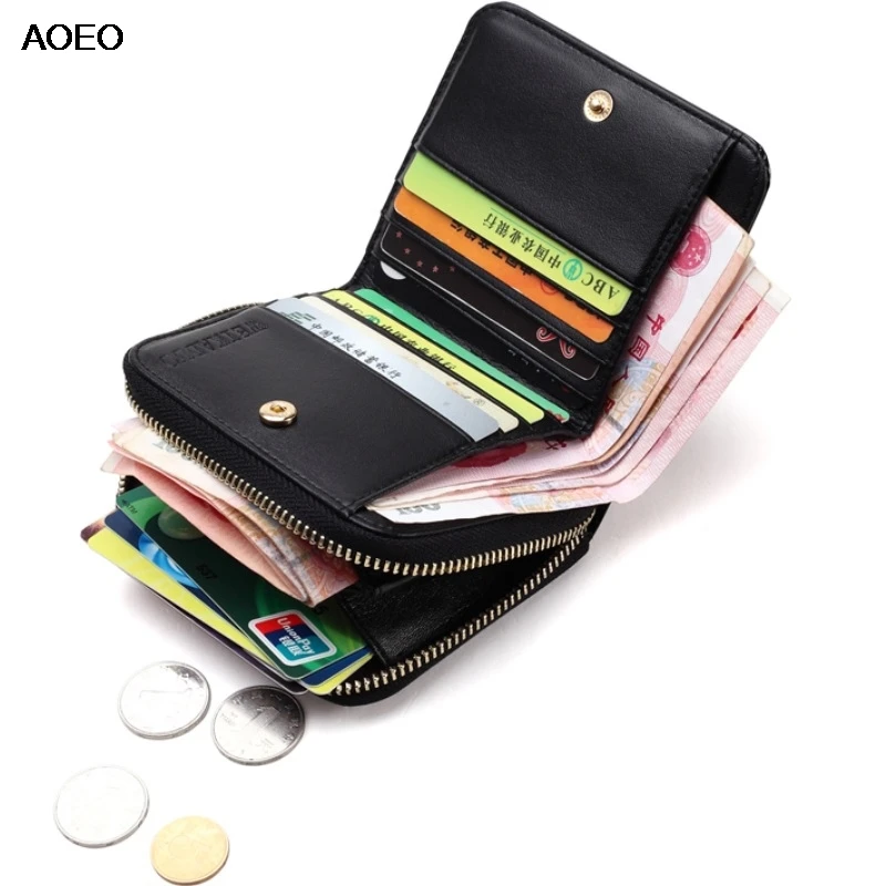 

AOEO Women Small Plaid Wallet Coin Purse 3 Fold Zipper Buckle Card Holder Ladies Mini Money Bag Luxury Female Wallets And Purses