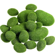 20 peças planta rochas 2 tamanhos rochas de musgo artificial pedras decorativas falso musgo verde coberto pedras jardim luz pedra