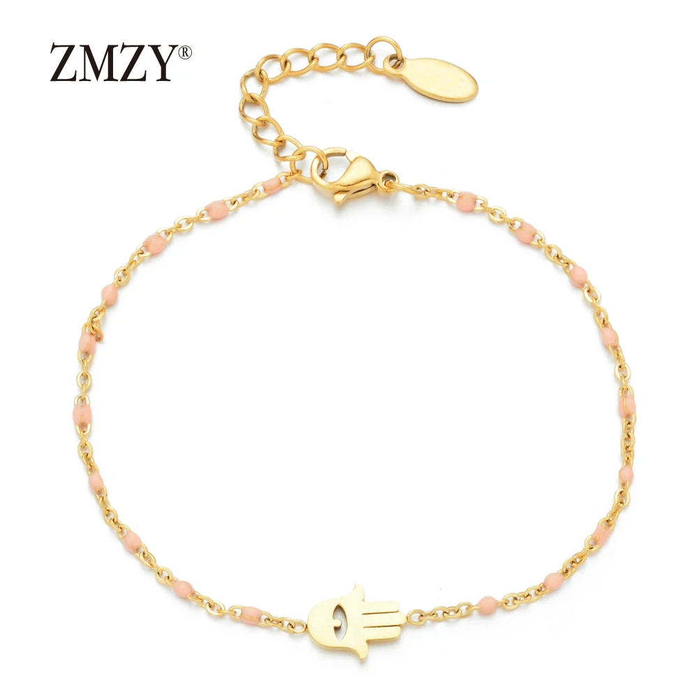 Thin Chain Stainless Steel Bracelet Women Evil Eye Hamsa Hand Turkish Jewelry Bangle Boho Wedding Bracelet bracelet jewelry
