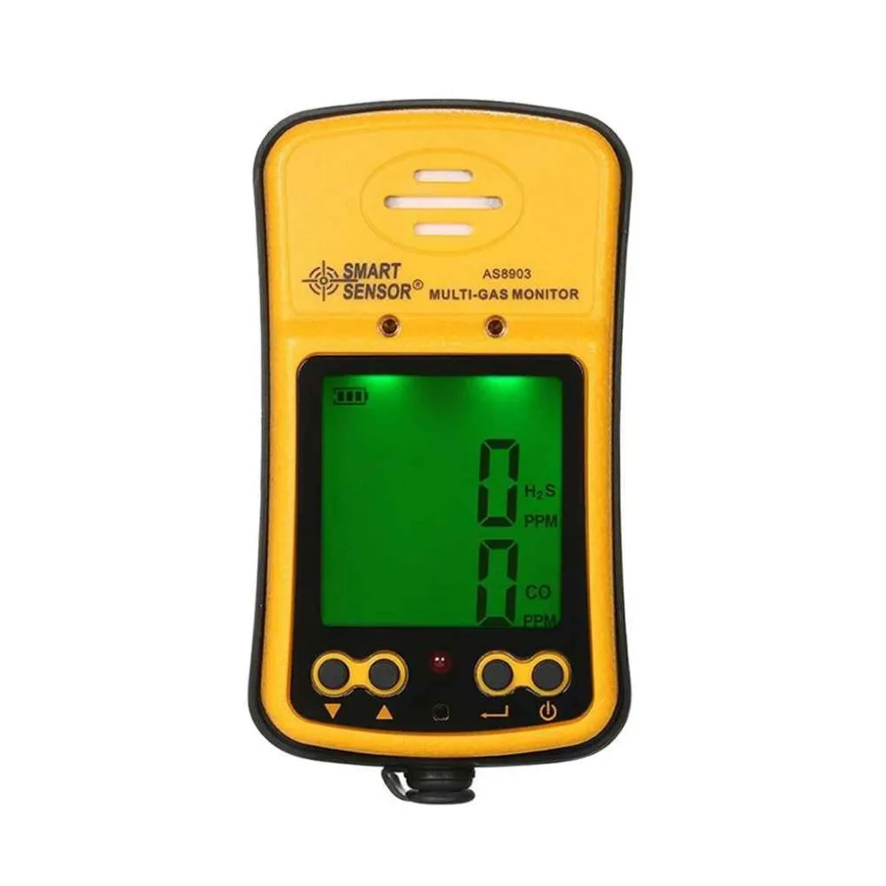 

SMART SENSOR AS8903 2 in 1 Carbon Monoxide Hydrogen Sulfide Detector Digital CO Tester H2S Meter Analyzer Flammable Gas Yellow