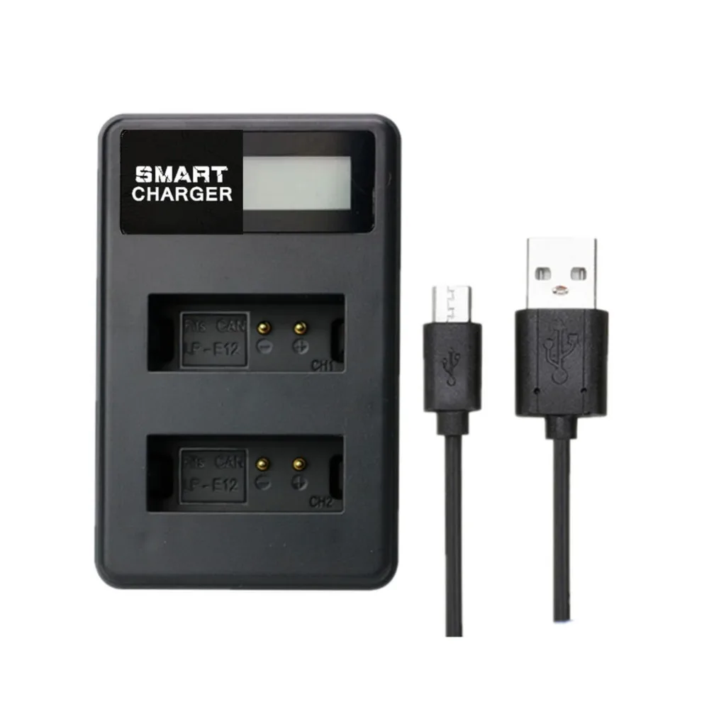 LP E12 LCD Dual Charger Battery Charger for Canon M 100D Kiss X7 Rebel