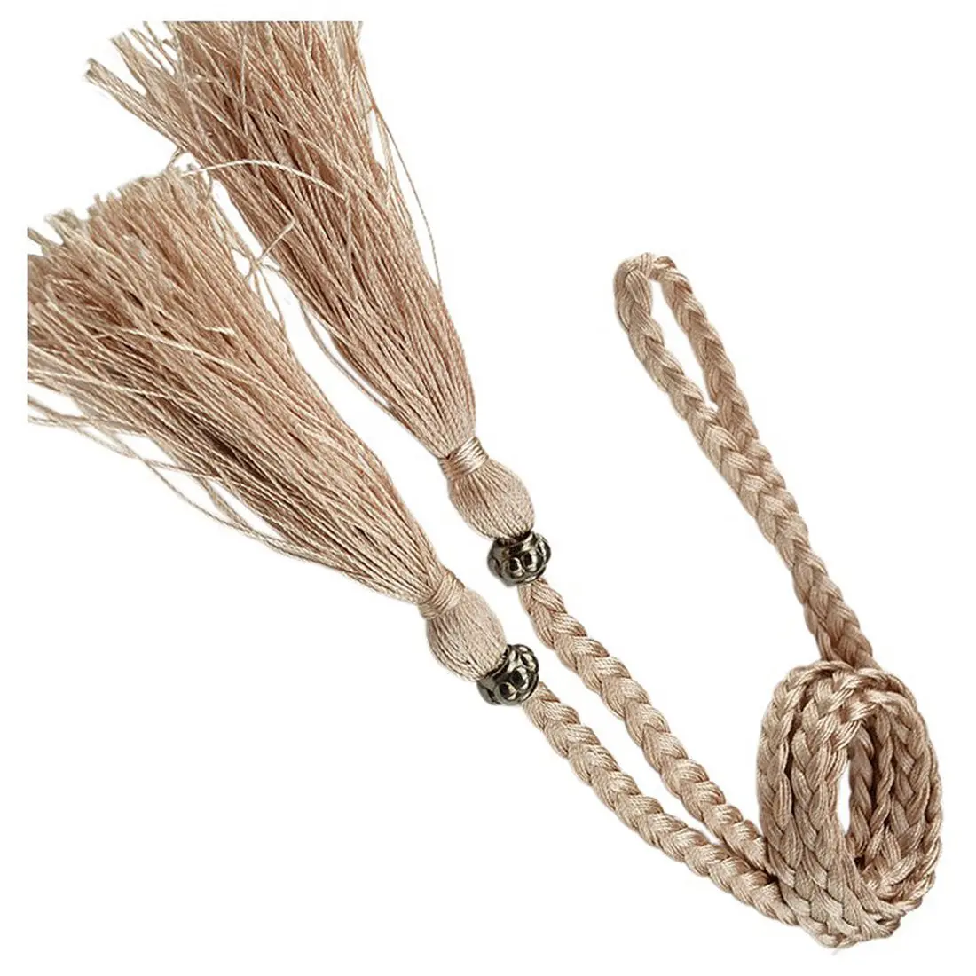 

Verwong Woven tassel belt knot decorated waist chain waist rope Apricot