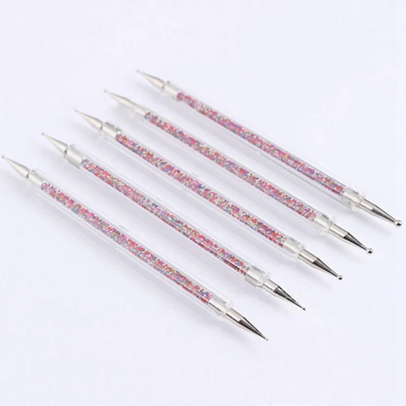 

5Pcs Set UV Gel Painting Drawing Nail Art Dot Point Dotting Pen Acrylic Caviar 2 Way Brush Salon Decorations Manicure Tools Kit