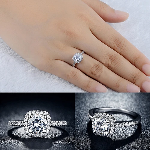 

Women's White Zircon Crystal Engagement Wedding Jewelry Cute Wedding Ring