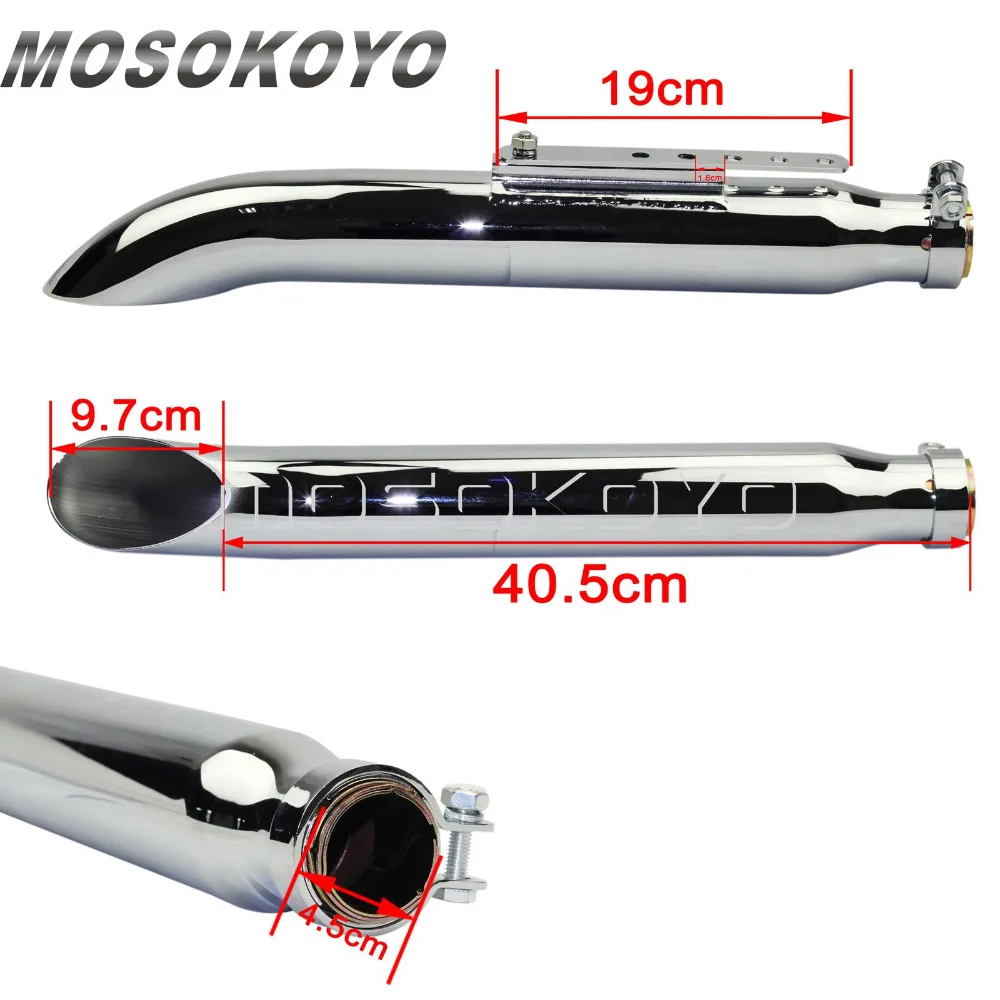 Хромированные мотоциклы 410 мм выхлопной глушитель для Harley Dyna FXD Sportster 883 Iron 48 1200 Custom