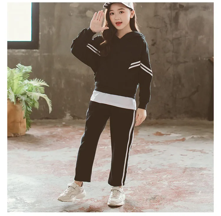 Autumn 2018 Kids Tracksuit Children's Clothing 2PCS Hooded Patchwork Coats & Pants for Girls Sport Suits for Kids Clothes Set (7)