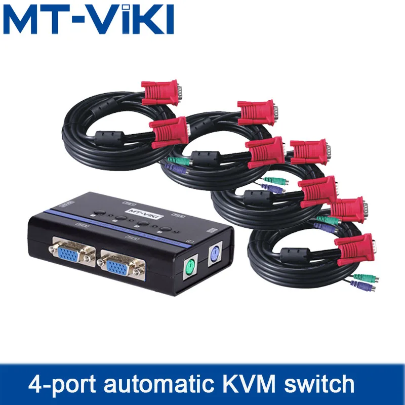 

MT-VIKI Auto USB KVM Switch PS2 Keyboard Mouse Sharer 4 In 1 Out A set of mouse and keyboard control four computers MT-461SL