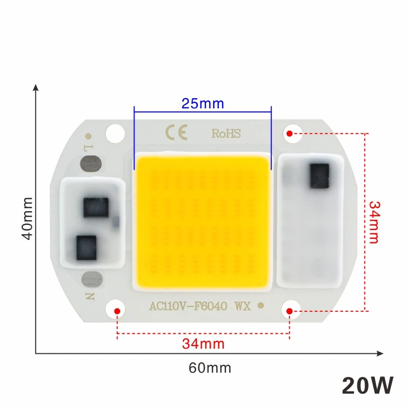 COB светодиодный чип лампа 3 Вт 5 Вт 7 Вт 9 Вт 10 Вт 20 Вт 30 Вт 50 Вт 220 В Smart IC нет необходимости драйвер светодиодный светильник для наводнения Точечный светильник Diy светильник ing - Испускаемый цвет: 20W