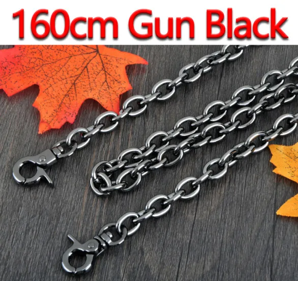 DIY 9mm Gold, Silver, Gun Black O Shape Chains Replacement Shoulder Bag Straps for Small Handbags Belts Handles - Цвет: 160cm Gun Black