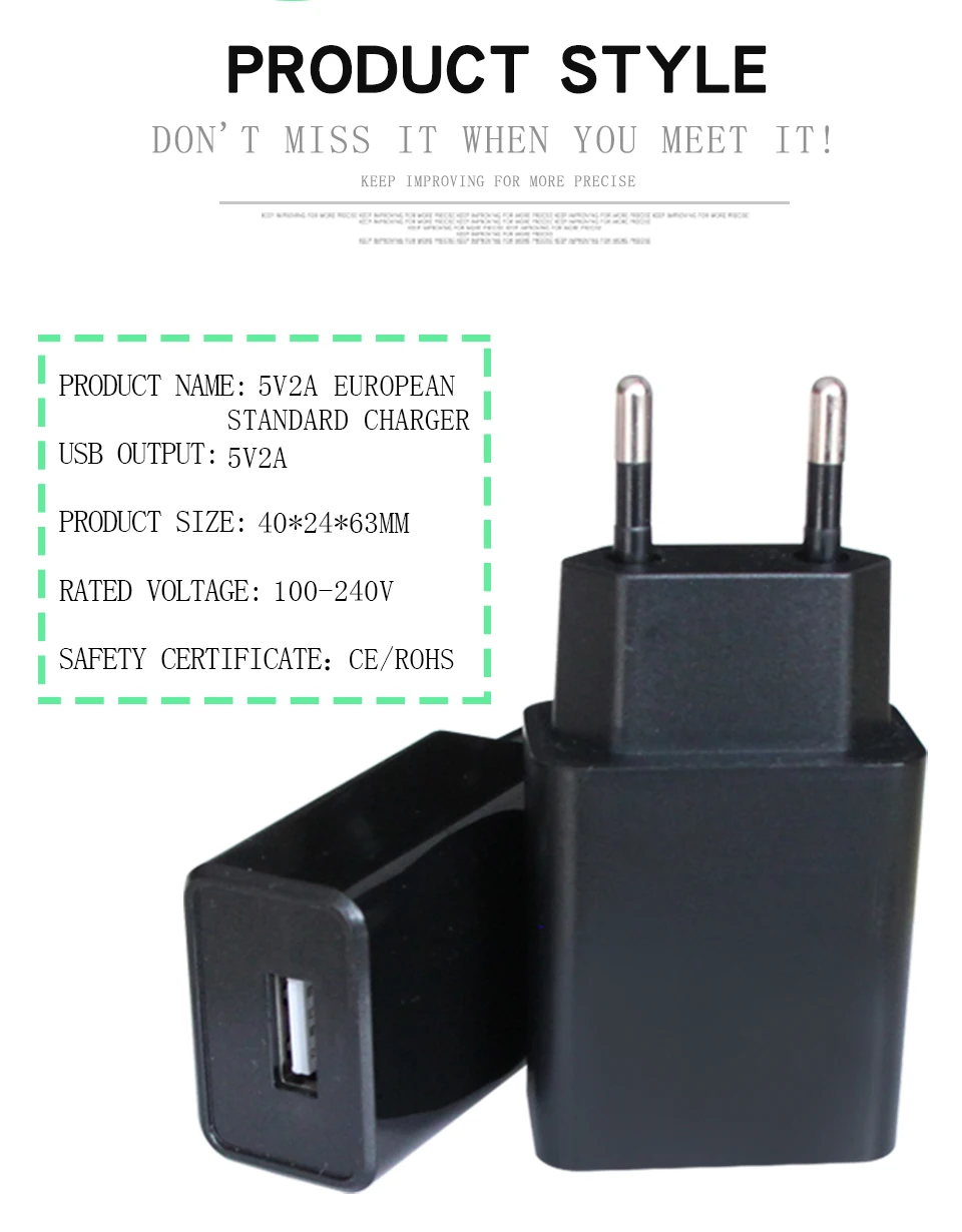5V2A USB EU Mobile Phone Charger Travel In Europe Italy France Spain Wall Charger EU Adapter Plug For Electronic Device Charging (3)