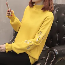 8641 в режиме реального времени корейское издание осень свитер с вышивкой 57_3C11