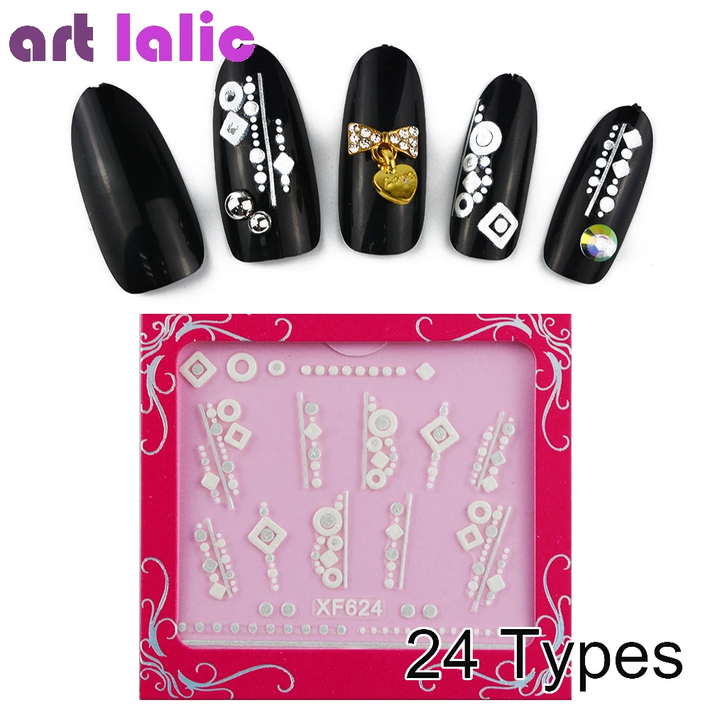 Art lalic, 1 лист, 7,5*10,5 см, европейский стиль, Резные 3D наклейки для ногтей, стерео переводная наклейка, 24 вида, клей для дизайна ногтей, украшения