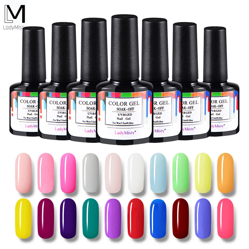 

Ladymisty Gel 7.5ml HOT SALE 24 COLORS Nail Polish Nail Art Nail Gel Polish UV LED Gel Polish Semi Permanent Varnish