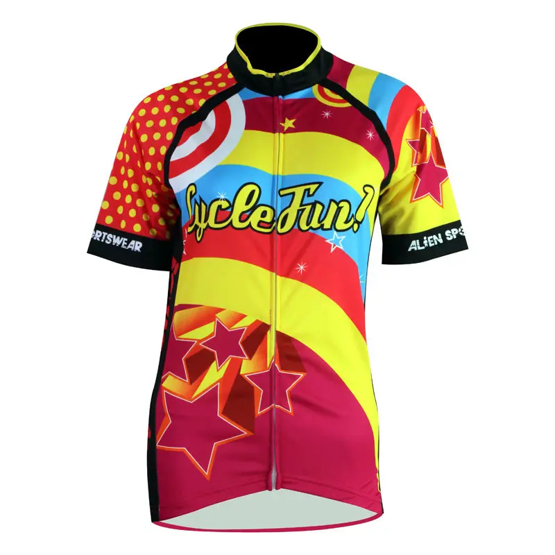 

Cycling shirt SportsWea Cycle Fun Pattern Womens Red top Sleeve Cycling Apparel Breathable Bicycle Clothing Size XS To 5XL ILPAL