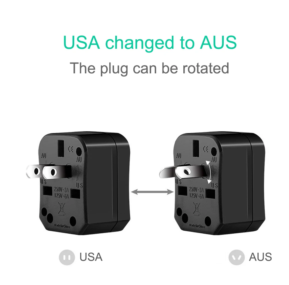 1PC Universal US AU EU UK Plug Converter 2 Round Pin Socket Euro Europe Global Travel Wall AC Power Charger Outlet Adapter (11)
