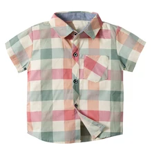 Рубашка для маленьких мальчиков летние топы в джентльменском стиле, детский топ с принтом и окрашиванием, тонкая блуза для маленьких мальчиков 1-4 лет