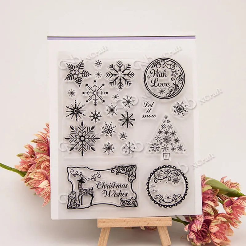 

Snow and Christmas deer " Scrapbook DIY photo cards account rubber stamp clear stamp finished transparent chapte T0164
