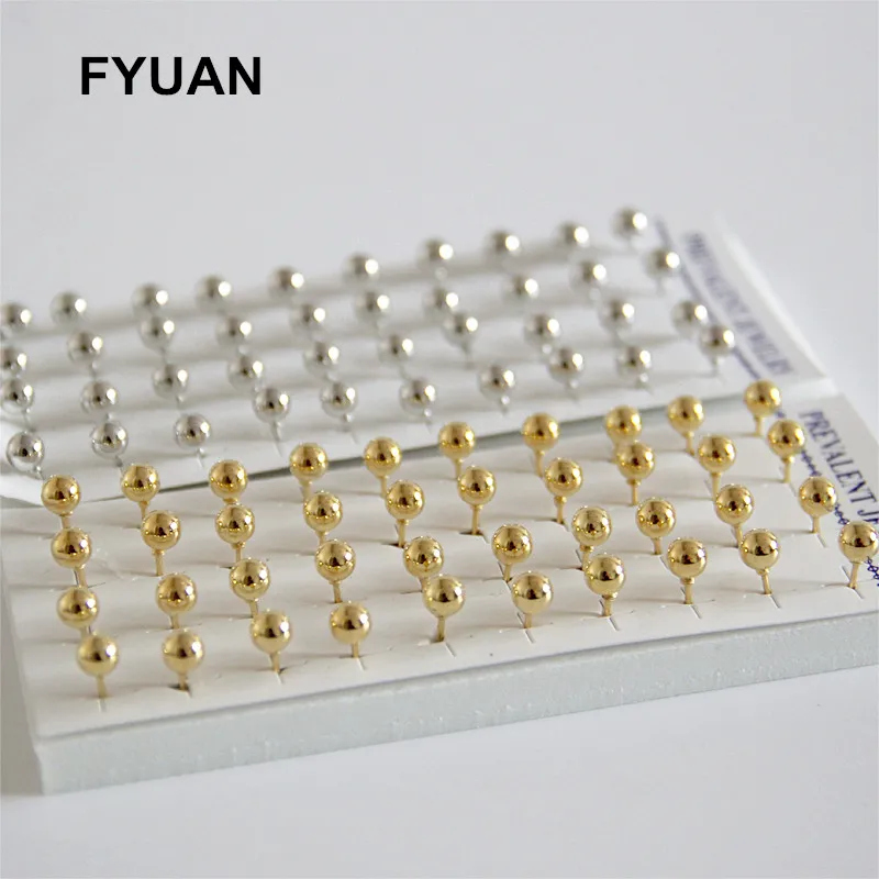 FYUAN, модные серьги-гвоздики из сплава золотого и серебряного цвета, набор для женщин, маленькие 20 пар, серьги с шариками, ювелирные аксессуары