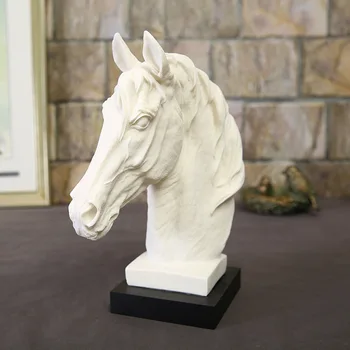 

White Sandstone Horse Statue Home Decoration Accessories Decoration Statue Resin Crafts Gift Animal Sculpture Geometric Statue