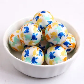 

Kwoi Vita 20mm 100pcs chunky matte Imitation pearl print Crab beads for kids fashion jewelry necklace.