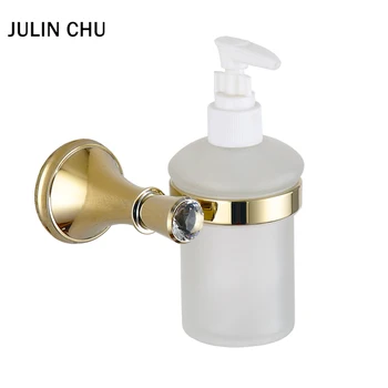 

Liquid Soap Dispenser Gold Crystal Antique Hand Wash Shower Soap Shampoo Dispenser Wall Mounted Pump Stainless Steel and Copper