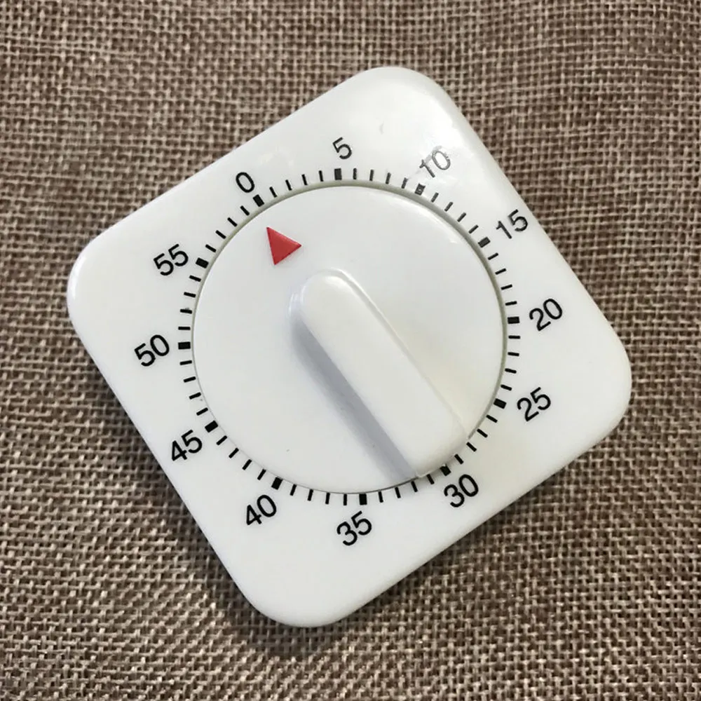 

Portable 60 Minutes Kitchen Timer Count Down Alarm Reminder White Square Mechanical Timer Home Baking Tools