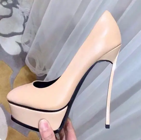 

2018 Fashion Colorful Patent Leather Women Pumps High Platform 14cm Slip On Thin High Heels Sexy Party Wedding Shoes Woman