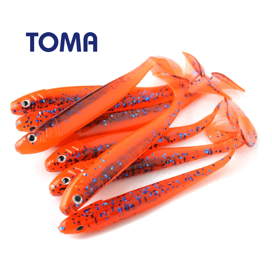 TOMA 8pcs Handmade Soft Fish Artificial Silicone Bait 7cm 9cm 12cm Soft Worm Swimbait Jigging Bass Fishing Lure