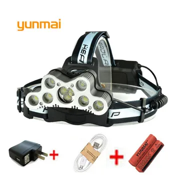 

USB Super bright headlamp 9 CREE XML T6 LED headlamp rechargeable head lamp 18650 high power LED flashlight head flashlight