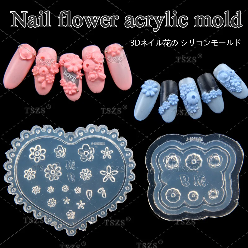 

1pcs/lot 3D DIY Nail art Tips 3D Acrylic Silicon Mould Little Cute Flower Cartoon Bear Shell Design