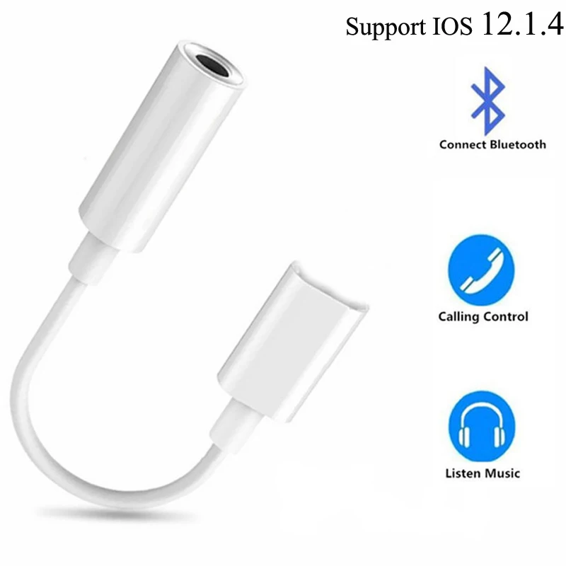 For Lightning to 3.5mm Headphone Adapter Bluetooth Audio Aux For iPhone