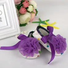 Cute Spring Autumn Polka Dot Baby Shoes Sweet Flower Antiskid Toddlers Baby Girls Shoes First Walkers